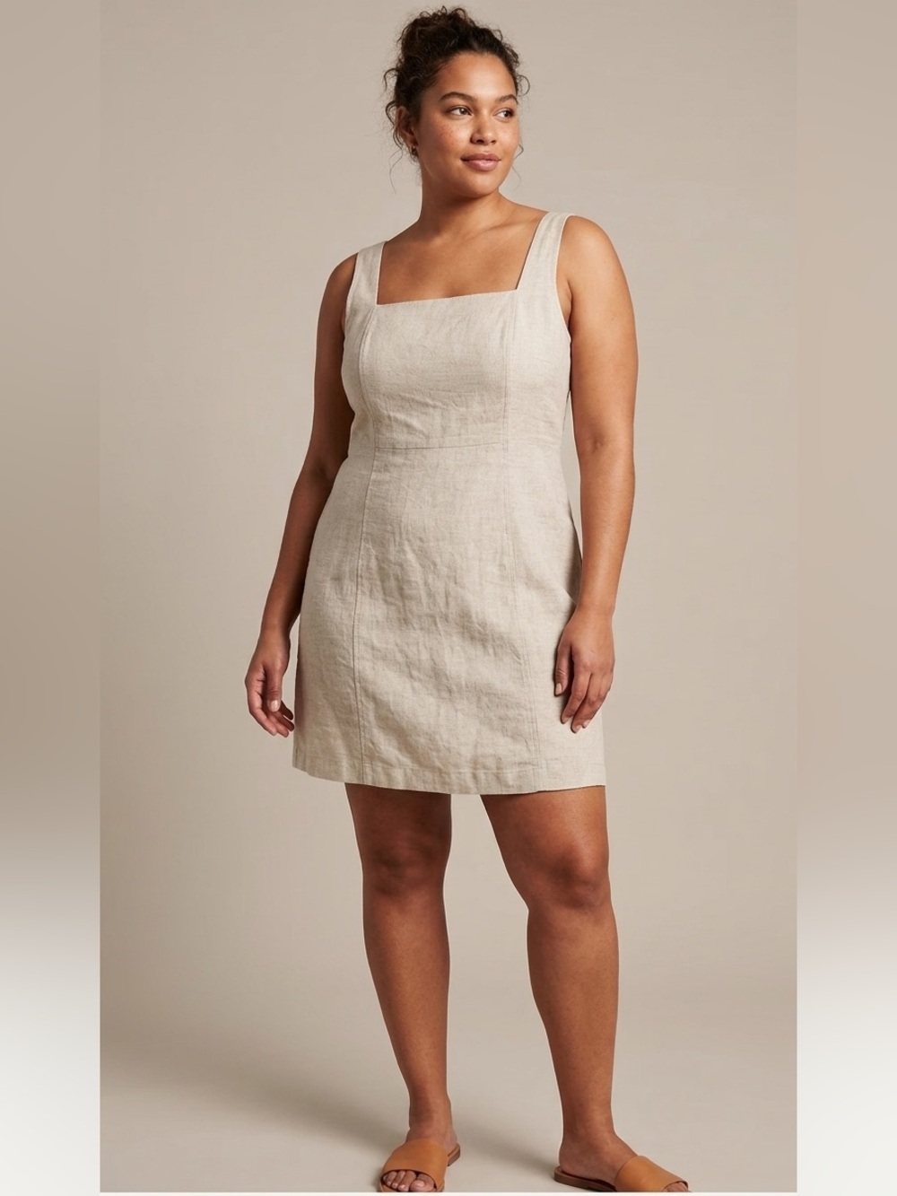 Old Navy Light Beige Linen Summer Neutral Mini Dress Xl